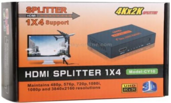 SPLITER HDMI 1X4 SALIDAS 4K FE-047 CAJA ANARANJADO