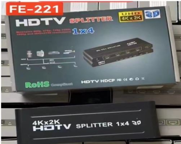SPLITER HDMI 1X4 SALIDAS 4K FE-221 CAJA PLOMA