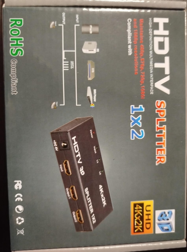 SPLITER HDMI 1X2 SALIDAS 4K FE-220 CAJA PLOMA