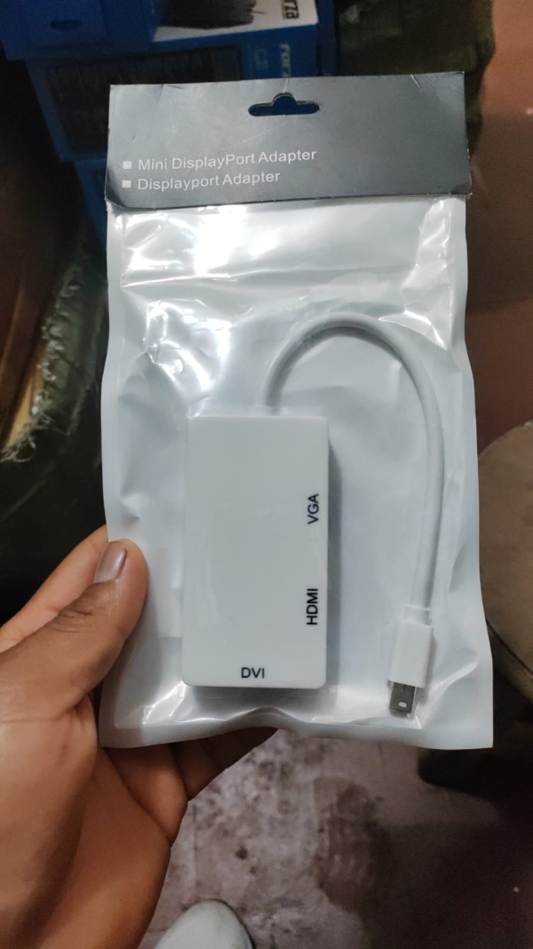 ADAPTADOR MINIDP A HDMI + VGA +DVI  BOLSA BLANCO FE-367