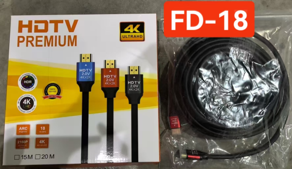 CABLE HDMI PREMIUM DE 20MT 4K CAJA NARANJA FD-18