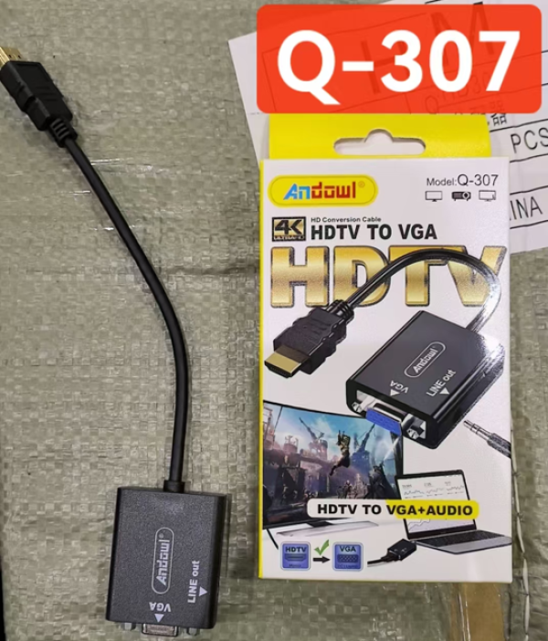 ADAPTADOR HDMI VGA CON AUDIO Q-307 CAJA AMARILLA