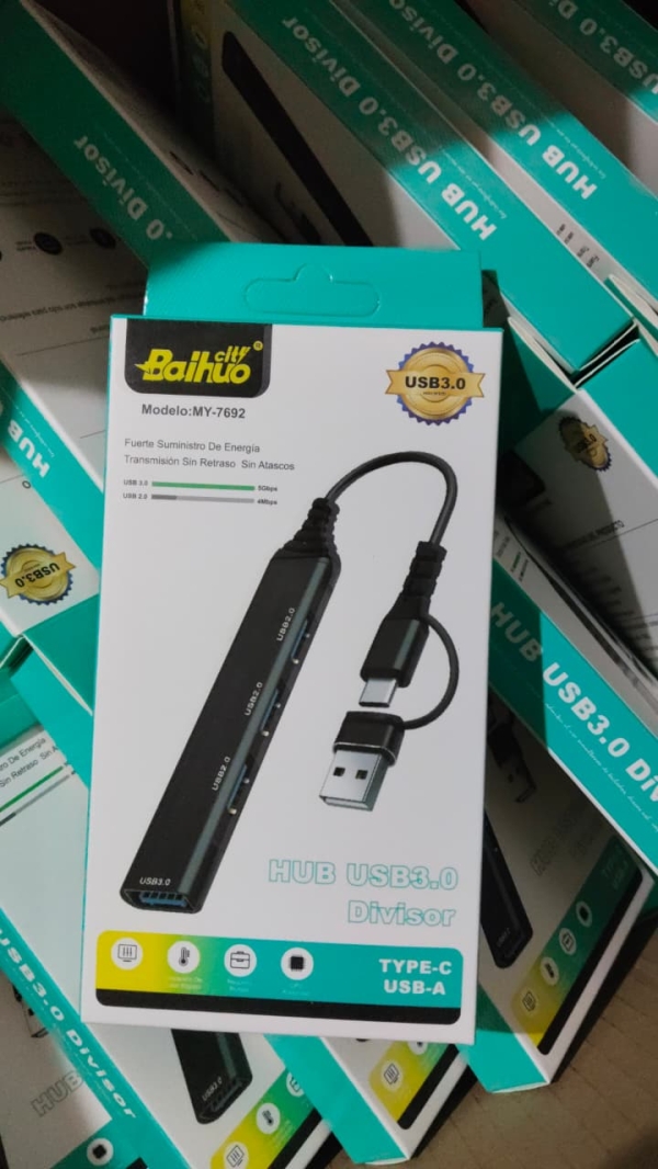 HUB ENTRADA USB Y TIPO C + 3 PUERTOS USB 2.0 BAIHUO MY-7692