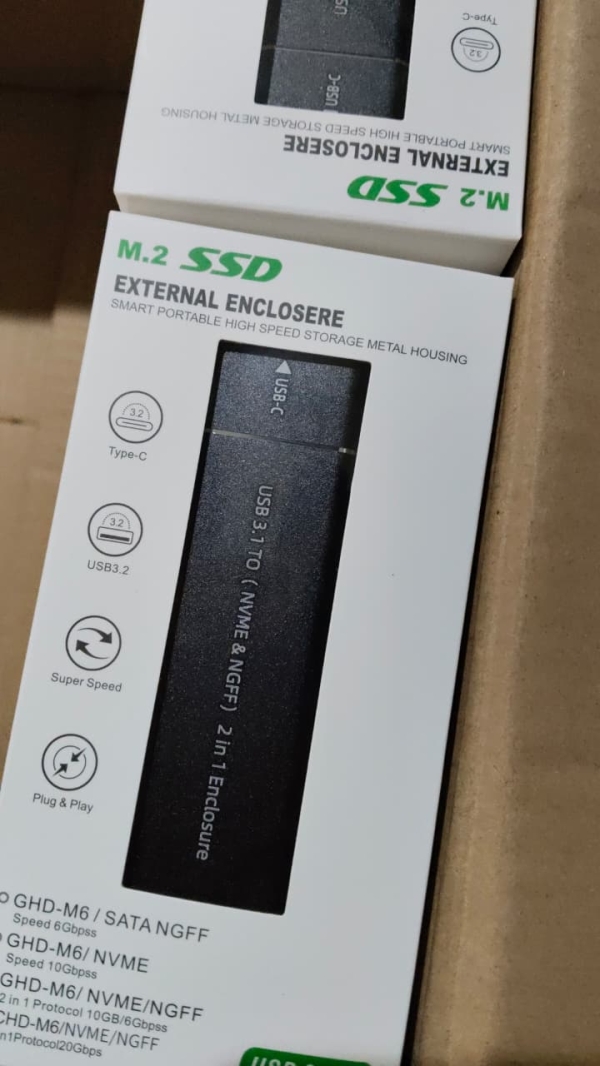 CASE DUAL M2-SATA 3.0   NORMAL CAJA VERDE FE-349