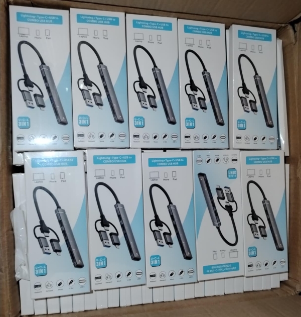 HUB ENTRADA USB TIPO C V8 3EN1 FE-370 CAJA CELESTE
