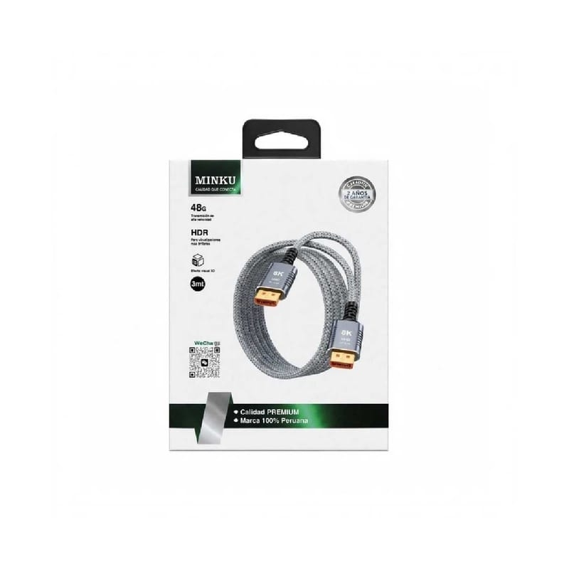 CABLE DP A DP DISPLAYPORT 1.4 8K 3MT MINKU FE-412