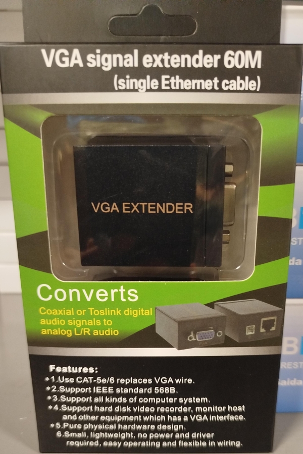 EXTENDER VGA-VGA  60MT CAJA VERDE