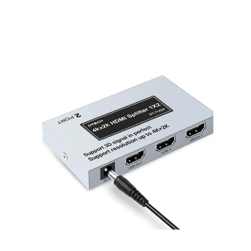 SPLITER DIVISOR HDMI 1X2 DTECH DT-7142A 4K 2K 3D HDMI 1.4 HDCP 1.4 3.4GBPS 1080P 2 PUERTOS