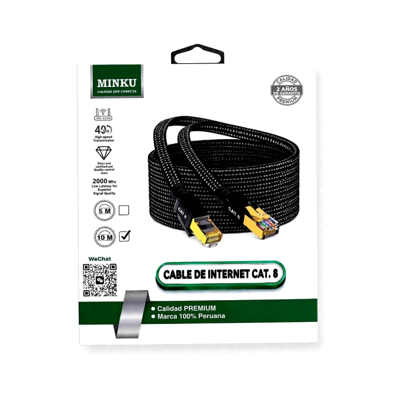 CABLE DE RED ETHERNET MALLA CAT8 10METROS - PATCH CORD UTP RJ45 10M  FE-451
