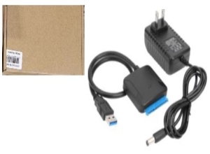 ADAPTADOR USB SATA 3.0 + FUENTE 12V PARA DISCO (CAJA MARRON)