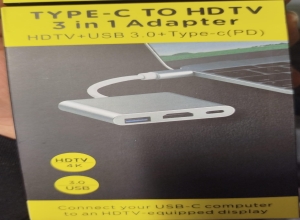 ADAPTADOR TIPO C A HDMI (3EN1) FE-051 CAJA NEGRA C/AMARILLO
