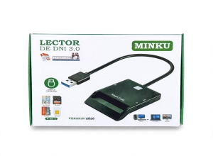 LECTOR DE DNI ELCTRONICO  4EN1 SMART CARD; SIM; SD CAJA BLANCA FE-141 MINKU