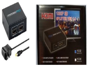 SPLITER HDMI 1X2 SALIDAS 3D FE-031 CJ NEGRA