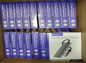 C- ADAPTADOR 5EN1 ENTRADA TIPO C Y USB  CAJA BLANCO CON AZUL LINKMAX