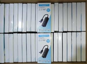 HUB 2 ENTRADAS USB Y IPHONE FE-373 CAJA CELESTE  2EN1
