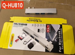 HUB TIPO C + LECTOR DE MEMORIAS 5EN1 Q-HU810 CAJA AMARILLA