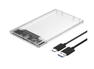 CASE TRANSPARENTE  PARA DISCO DURO 2.5 CAJA ROJA