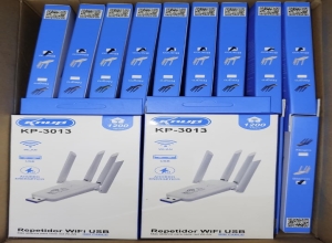 REPETIDOR WIFI USB 4 ANTENAS KP-3013 KNUP 1200MBPS CAJA CELESTE