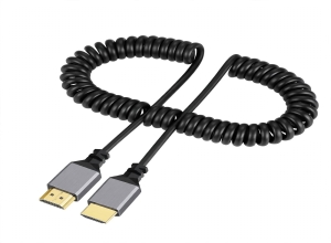 CABLE HDMI A HDMI 4K RESORTE ESPIRAL FE-422 - 0.5M A 2.4M MACHO A MACHO - 4K 3D 1080P - EXTENSIBLE RETRÁCTIL - PARA TV LAPTOP PROYECTOR - MINKU