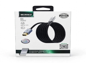 CABLE MINKU USB-C A USB-B IMPRESORA 3 METROS AWX-051 - USB 2.0 480MBPS - NYLON TRENZADO - PARA EPSON BROTHER HP CANON SAMSUNG XEROX - ALUMINIO