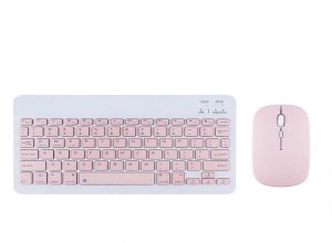 COMBO TECLADO Y MOUSE INALÁMBRICO BLUETOOTH ROSA - MINI 78 TECLAS - RECARGABLE - PARA TABLET CELULAR PC