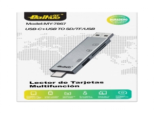 LECTOR DE TARJETAS MULTIFUNCION USB-C + USB A SD TF USB MODEL MY-7867 BAIHUO