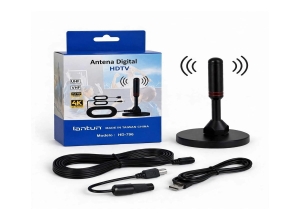 ANTENA DIGITAL PARA TV HDTV LANTUM HD-796 5MT UHF VHF FULL HD 4K CON BASE IMANTADA MINKU